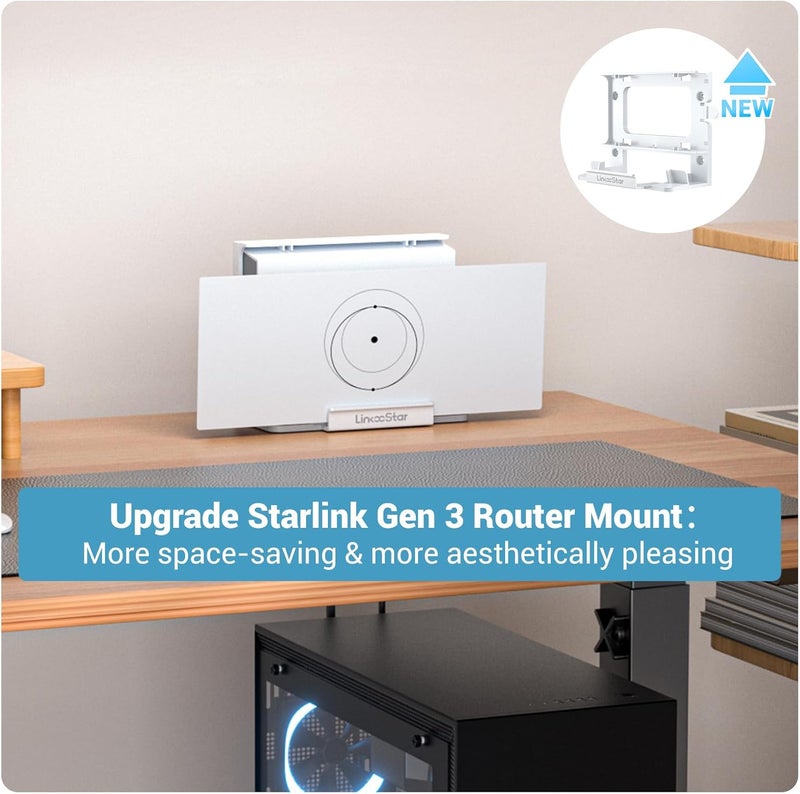 FlenKn Starlink Gen 3 Router Mount, All-in-One Star Link Standard V3 Router Wall Mounting for Starlink V3 Mesh Router & Gen3 Power Supply, Space-Saving Bracket Mount Kit- LM-3C - Image 2